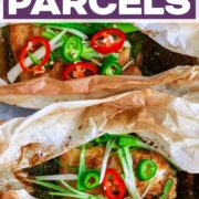 Baked Fish Parcels with a text title overlay.