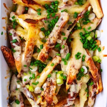 Cheesy chips in a baking dish.