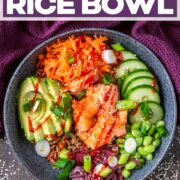 Salmon Rice Bowl with a text title overlay.
