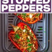Air Fryer Stuffed peppers with a text title overlay.