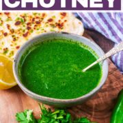 Coriander chutney with a text title overlay.