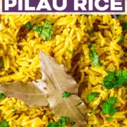 Pilau rice with a text title overlay.