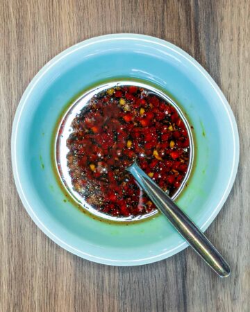 A bowl of chilli soy sauce marinade.