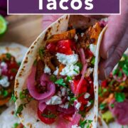 Mushroom tacos with a text title overlay.
