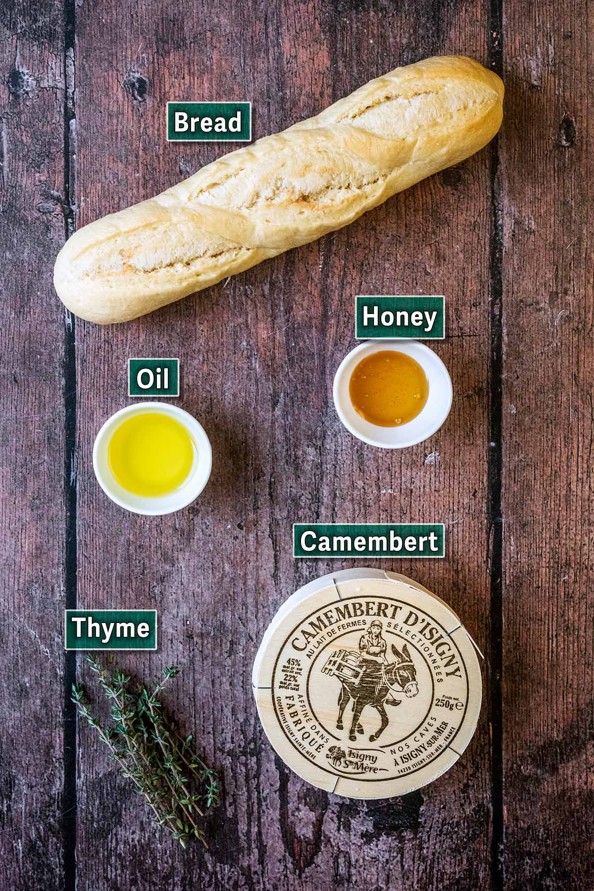 All the ingredients needed for this recipe each with a text overlay label.