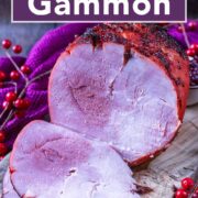 Air fryer gammon with a text title overlay.