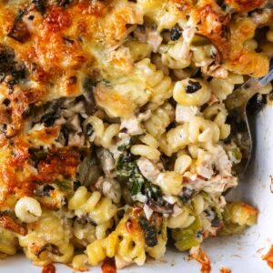 A portion of turkey pasta bake.