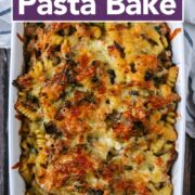 Turkey pasta bake with a text title overlay.