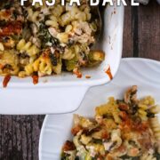 Turkey pasta bake with a text title overlay.