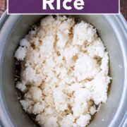 Slow cooker rice with a text title overlay.