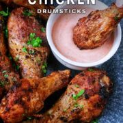 Air Fryer Chicken Drumsticks with a text title overlay.