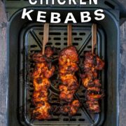 Air fryer chicken kebabs with a text title overlay.