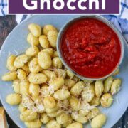 Air fryer gnocchi with a text title overlay.