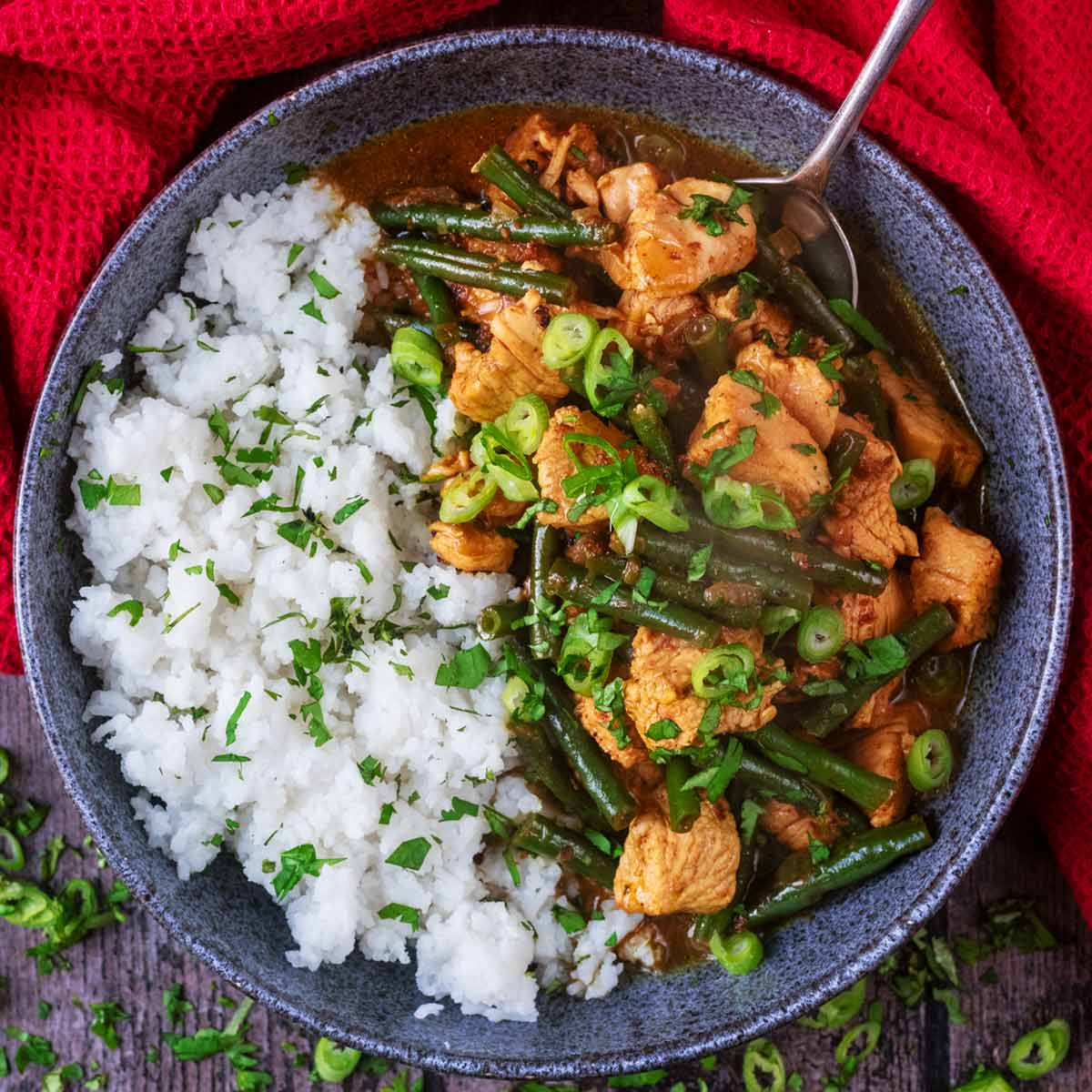 A bowl of Chinese chicken curry and rice.