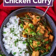 Chinese chicken curry with a text title overlay.