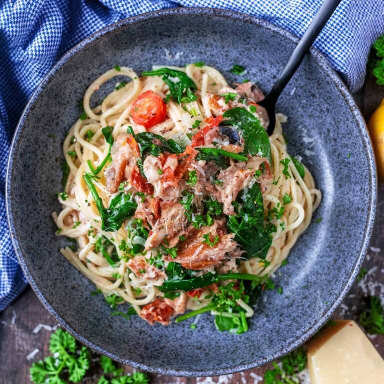 15 Minute Mackerel Pasta - Hungry Healthy Happy