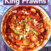 Kung Po Prawns with a text title overlay.