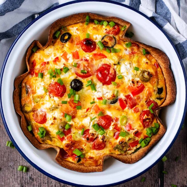 Baked Egg Tortilla (Tortilla Quiche) - Hungry Healthy Happy