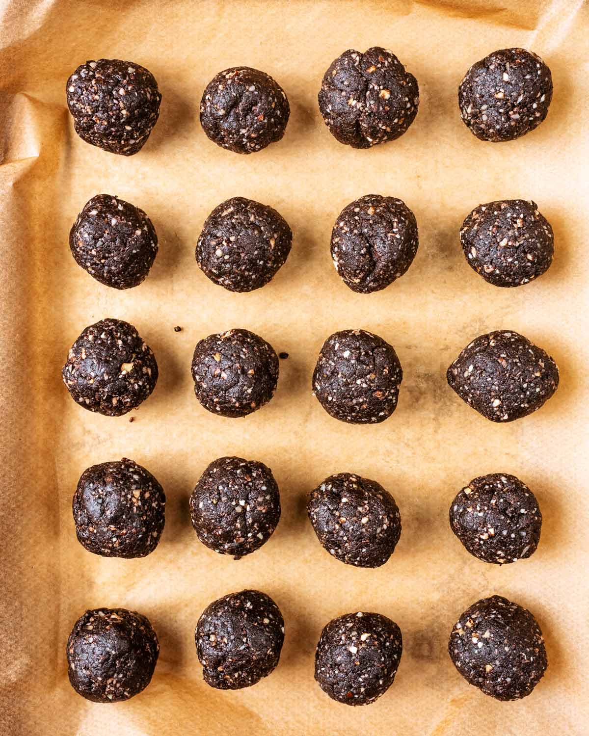 The date and nut mixture rolled into 20 balls.