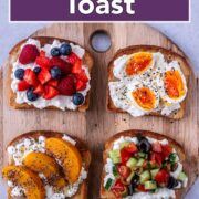 Cottage cheese toast with a text title overlay.