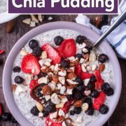 Greek yogurt chia pudding with a text title overlay.