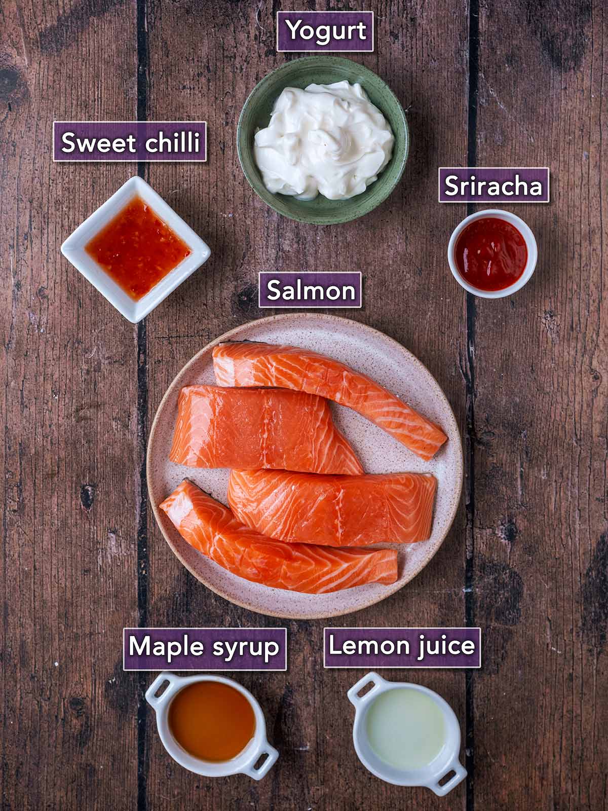 All the ingredients needed to make this recipe each with a text overlay label.