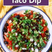 Cottage cheese taco dip with a text title overlay.