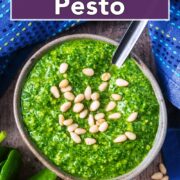 Spinach Pesto with a text title overlay.