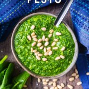 Spinach Pesto with a text title overlay.