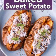 Air Fryer Baked Sweet Potato with a text title overlay.