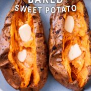 Air Fryer Baked Sweet Potato with a text title overlay.