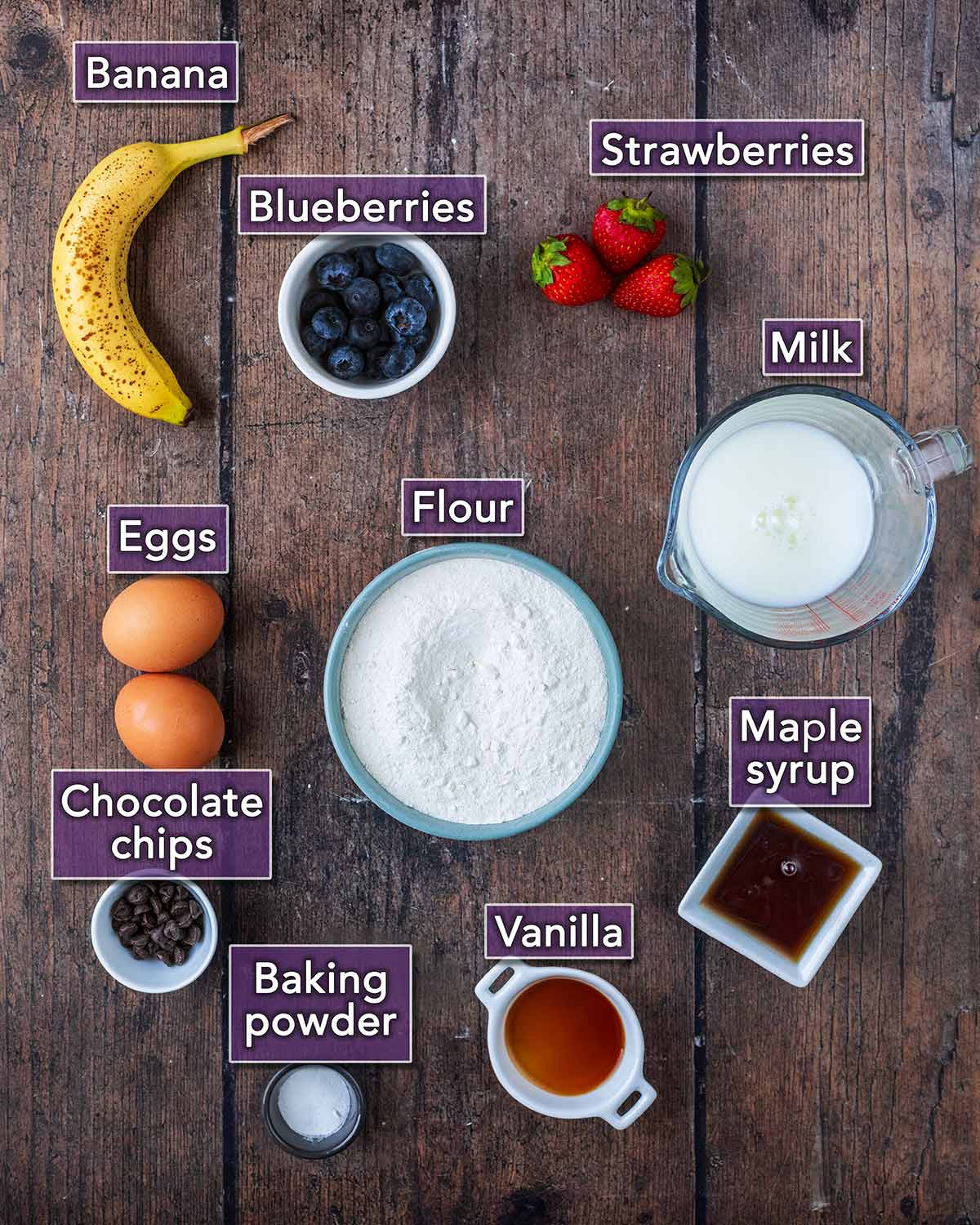 All the ingredients needed to make this recipe, each with a text overlay label.