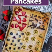 Sheet pan pancakes with a text title overlay.