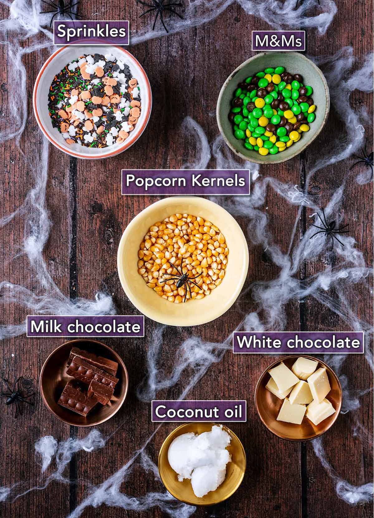 All the ingredients needed to make this recipe, each with a text overlay label.