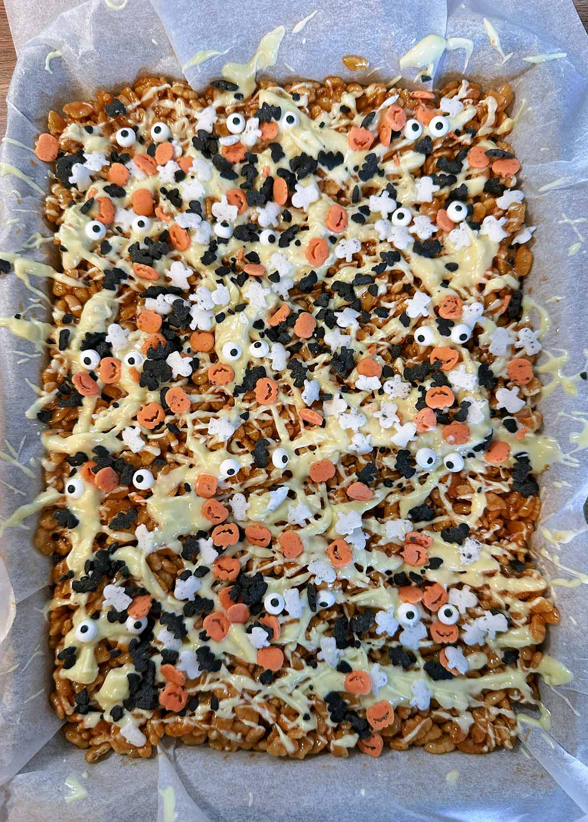 Halloween sprinkles added to the popcorn.