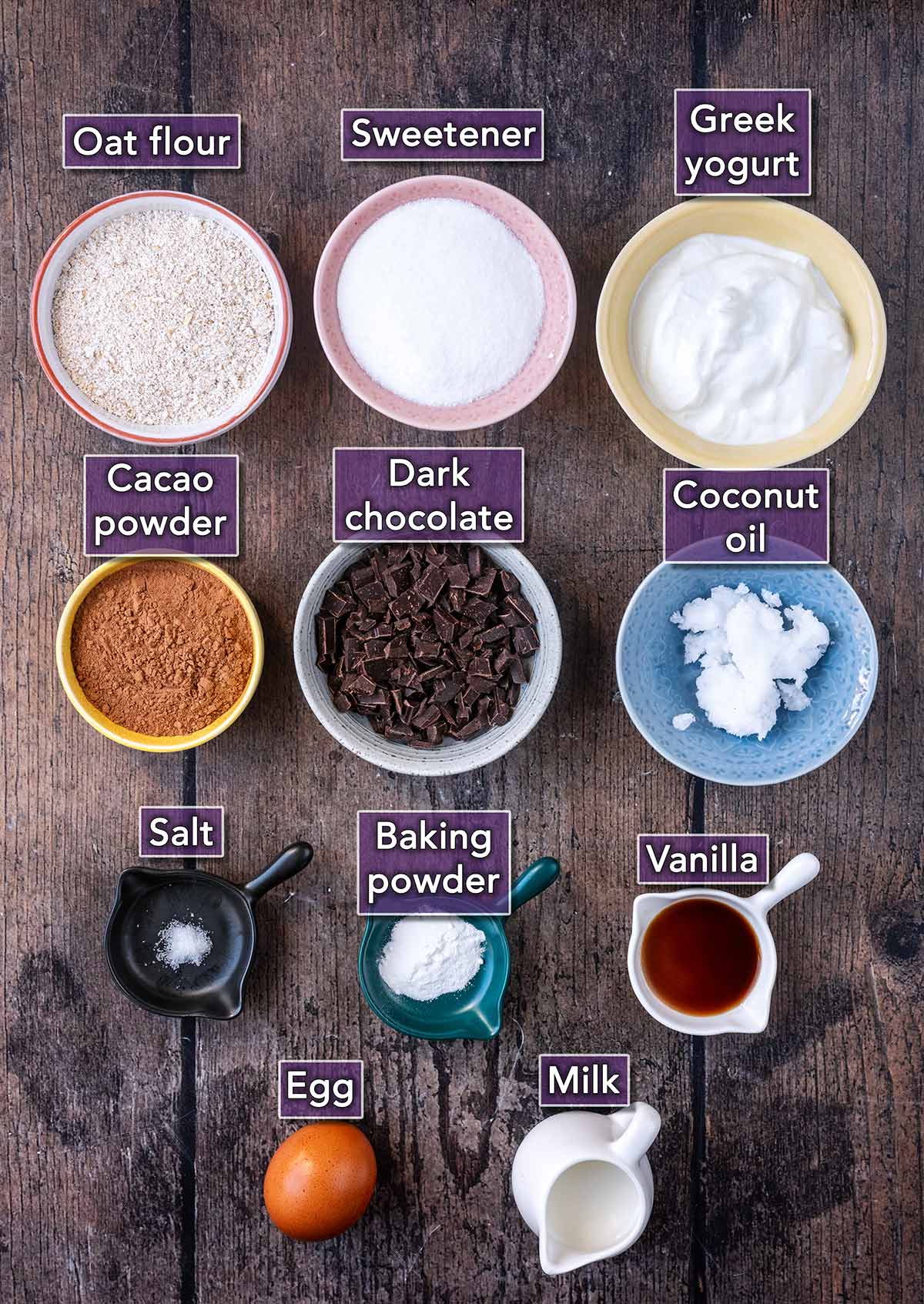 All the ingredients needed to make this recipe each with a text overlay label.