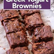 Healthy Greek Yogurt Brownies with a text overlay title.