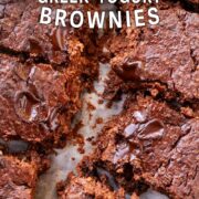 Healthy Greek Yogurt Brownies with a text overlay title.