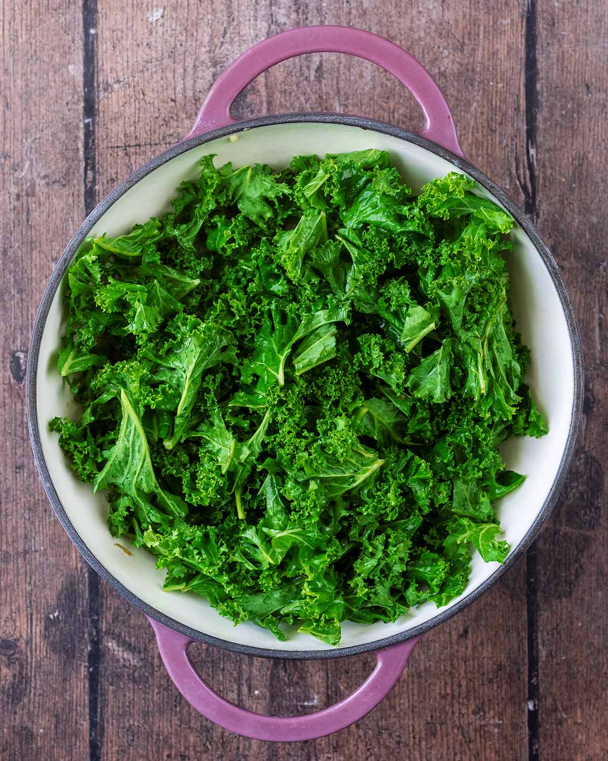 Kale added to the pan.