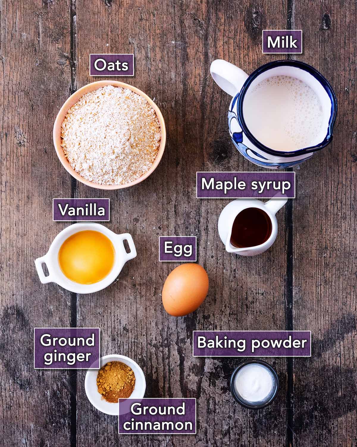 All the ingredients needed to make this recipe, each with a text overlay label.