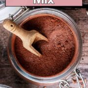 Hot chocolate mix with a text overlay title.