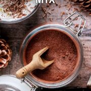 Hot chocolate mix with a text overlay title.