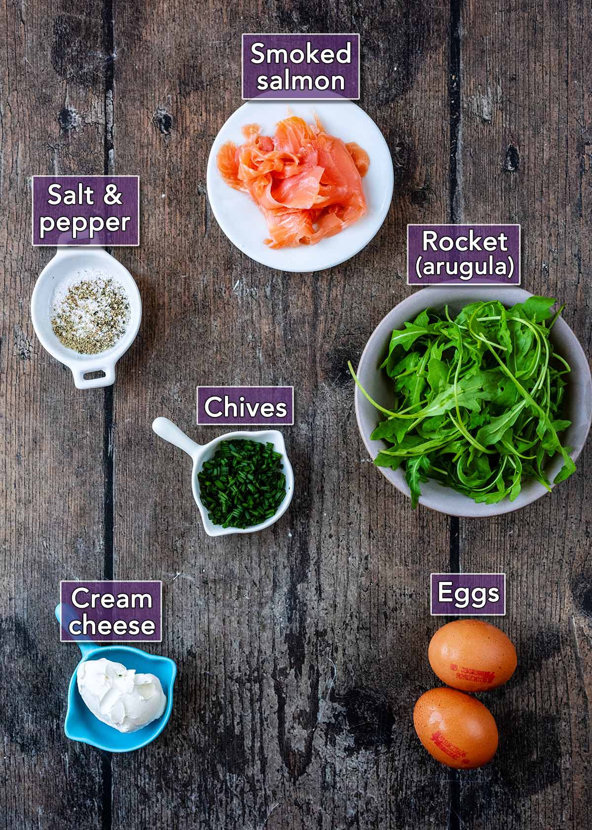 All the ingredients needed to make this recipe each with a text overlay label.