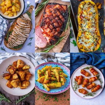 A collage of six Christmas dishes.