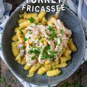 Leftover Turkey Fricassee with a text overlay title.