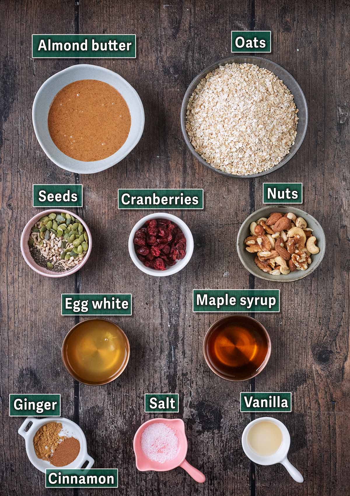 All the ingredients needed to make this recipe, each with a text overlay label.