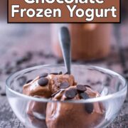 Chocolate Frozen Yogurt with a text overlay title.