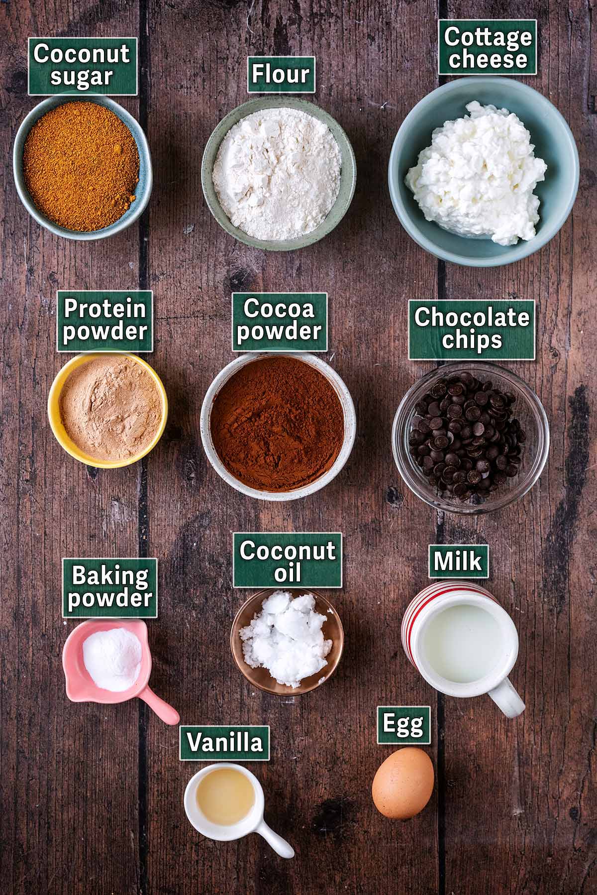 All the ingredients needed to make this recipe, each with a text overlay label.