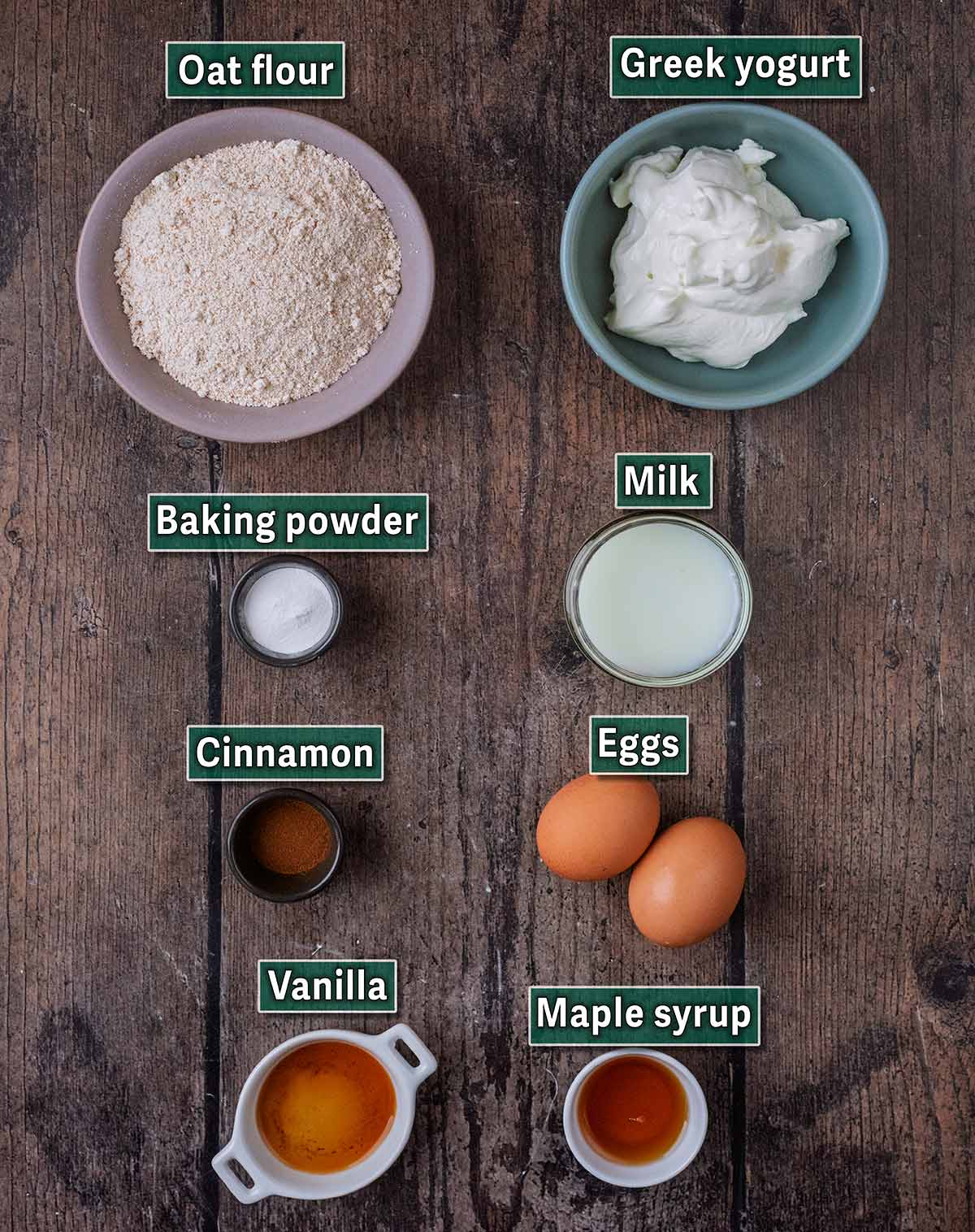 All the ingredients needed to make this recipe, each with a text overlay label.