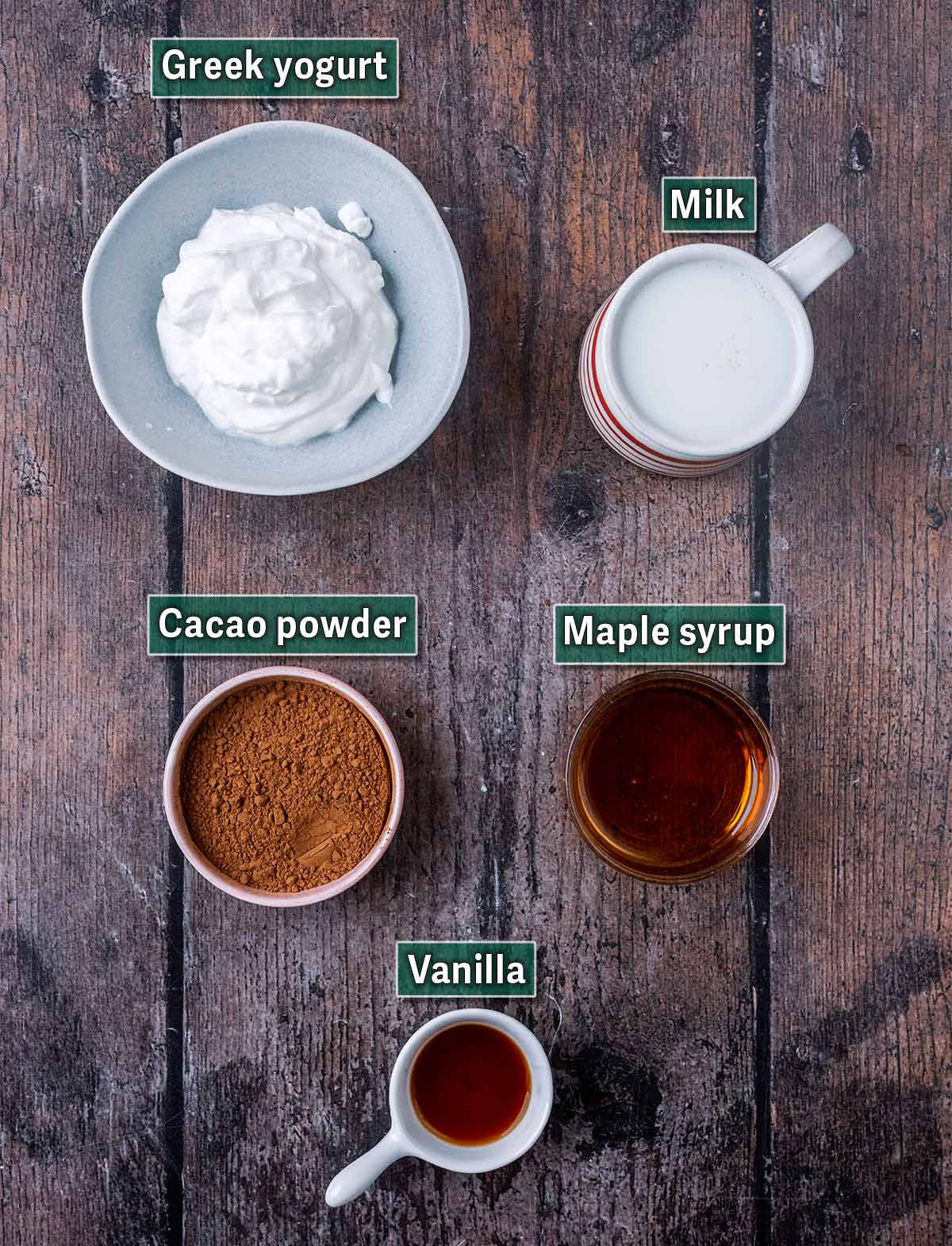 All the ingredients needed to make this recipe, each with a text overlay label.